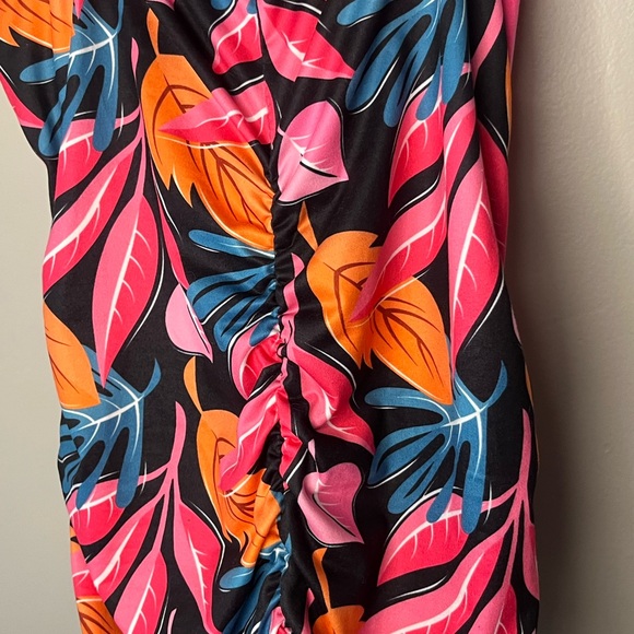 SHEIN Pink Floral Tropical Cutout Mini Dress Women’s Size Large - Picture 5 of 6